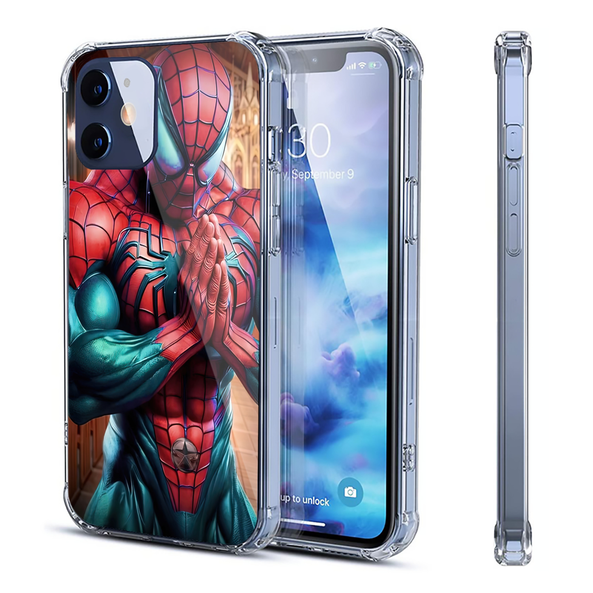 （画像用） Spider Man スパイダーマン 【iPhone 12シリーズ対応】透明スマホケース（クリアソフトケース）
